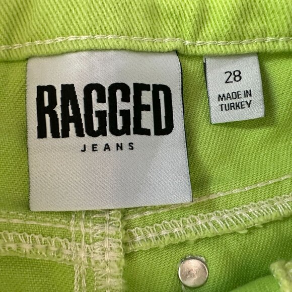Ragged Priest Womens 28 Jeans Clacker Dad Jean Lime Green Yellow Cut Out - Picture 9 of 10